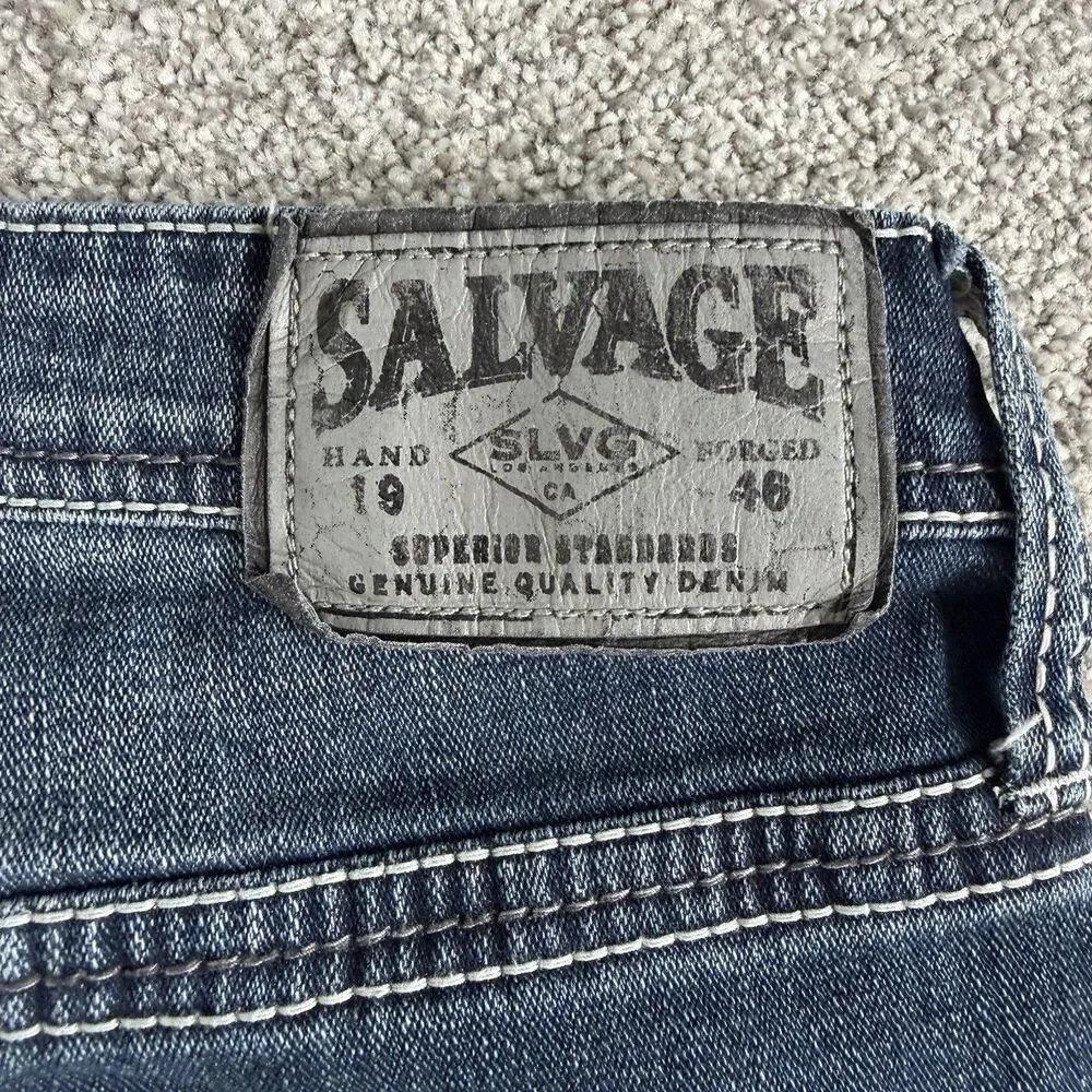 Salvage Supply Company Mayhem Bootcut Jeans Mens Buckle Dark Wash Size 38R